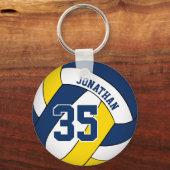 Porte-clés jersey bleu jaune numéro de volley-ball (Recto)