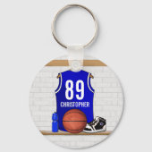 Porte-clés Jersey Blue and White Basketball (Recto)