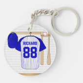 Porte-clés Jersey de baseball bleu et blanc personnalisé (Dos)