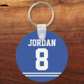 Porte-clés Jersey de football bleu avec numéro (Recto)