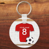 Porte-clés Jersey de football rouge et blanc personnalisé (Recto)