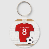 Porte-clés Jersey de football rouge et blanc personnalisé (Verso)