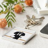 Porte-clés Jersey de rugby personnalisé noir et blanc (Côté)