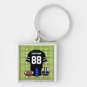 Porte-clés Jersey sur le terrain de football noir et gris sur