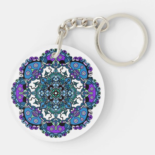 Porte-clés J'espère. La foi. Love Purple et Blue Mandala Keyc (Dos)