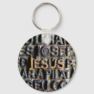 Porte-clés Jésus a gravé à l'eau-forte le métal