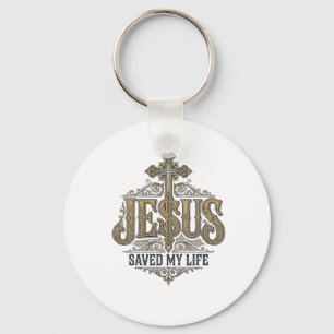 Porte-clés Jésus a sauvé ma vie Vintage Gravure Chemise chrét