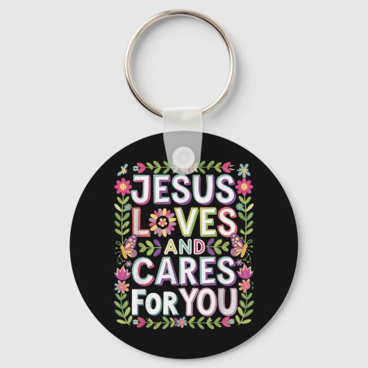 Porte-clés Jésus Aime Et S'Occupe De Vous (Recto)
