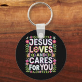 Porte-clés Jésus Aime Et S'Occupe De Vous (Recto)