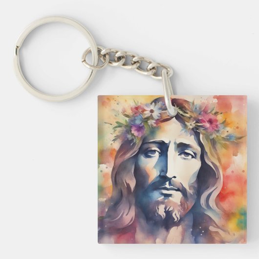 Porte-clés Jésus aquarelle (Devant)