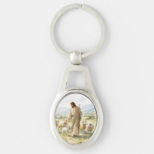 Porte-clés Jésus Bon Berger Fleur Sauvage Aquarelle