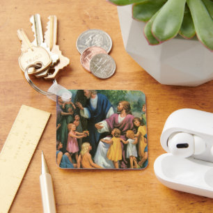 Porte-clés Jésus-Christ bénissant les enfants, religion vinta