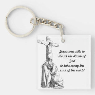 Porte-clés Jésus Christ Crucifixion cross Bible Citations