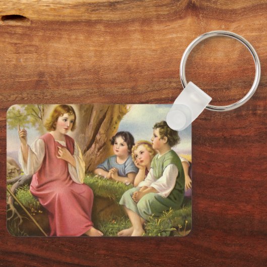 Porte-clés Jésus-Christ enseignant aux enfants, religion vint (Recto)
