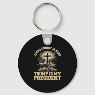 Porte-clés Jésus-Christ est roi Trump est mon président 