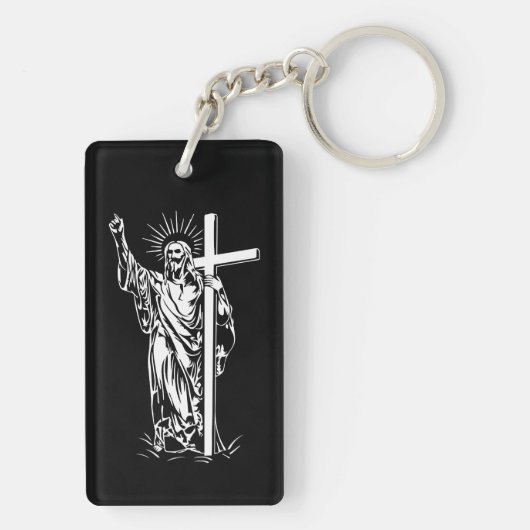 Porte-clés Jésus Christ et une croix (Dos)