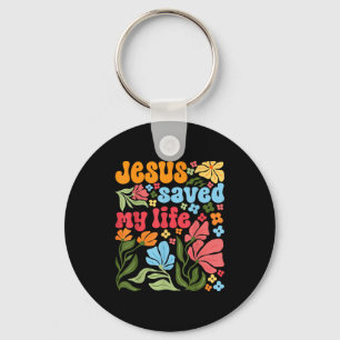Porte-clés Jésus-Christ Rétro M'a Sauvé La Vie Boho Floral Ch