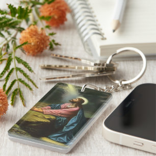 Porte-clés Jésus-Christ vintage priant, jardin de Gethsémani