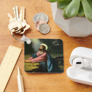 Porte-clés Jésus-Christ vintage priant, jardin de Gethsémani