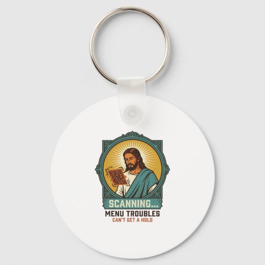 Porte-clés Jésus Code QR flou ne scannera pas Menu Humour Tec (Recto)