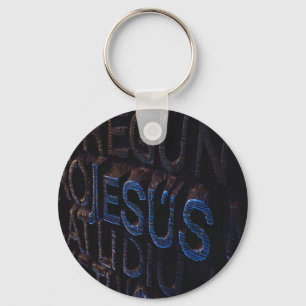 Porte-clés Jésus en Pierre Bleue Chrétien Dieu Amour