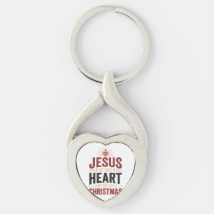 Porte-clés Jésus est le cœur du T-shirt vintage de Noël