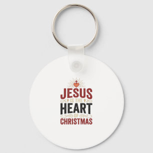 Porte-clés Jésus est le cœur du T-shirt vintage de Noël