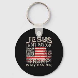 Porte-clés Jésus Est Mon Sauveur Trump Est Mon Danseur Qr Tru