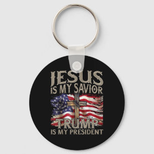 Porte-clés Jésus Est Mon Sauveur Trump Est Mon Président 2024