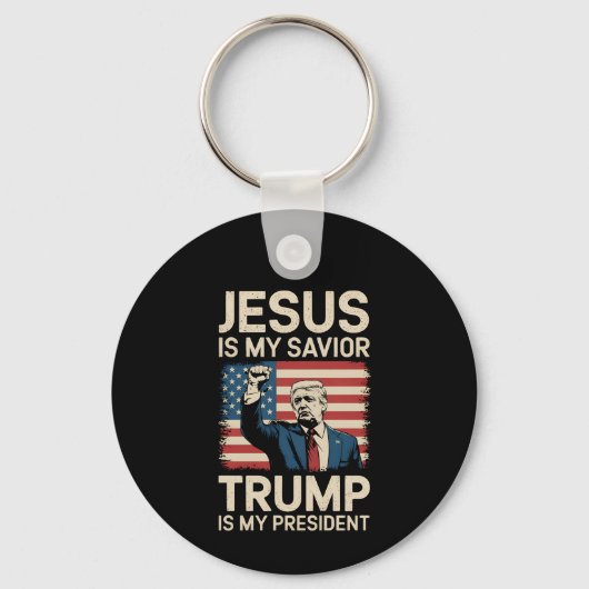 Porte-clés Jésus est mon sauveur Trump est mon président 47 U (Recto)