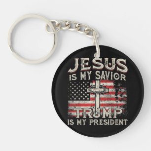 Porte-clés Jésus est mon sauveur Trump est mon président Amér
