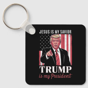 Porte-clés Jésus est mon sauveur Trump est mon président élec