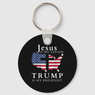 Porte-clés Jésus Est Mon Sauveur Trump Est Mon Président, Éta