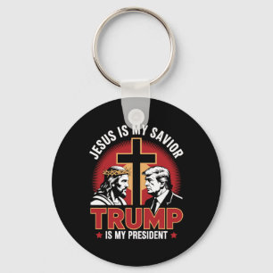 Porte-clés Jésus est mon sauveur Trump est mon président Pro-