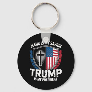Porte-clés Jésus est mon sauveur Trump est mon président Pro-