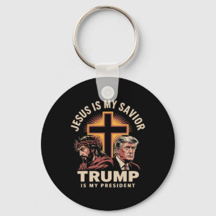 Porte-clés Jésus Est Mon Sauveur Trump Est Mon Président Reli