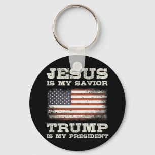 Porte-clés Jésus Est Mon Sauveur, Trump Est Mon Président T-S