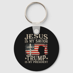 Porte-clés Jésus est mon sauveur Trump est mon président Trum