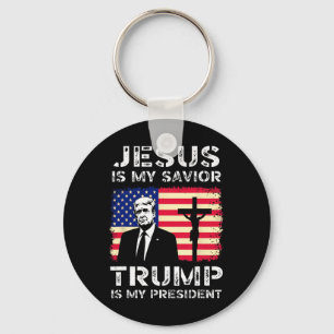 Porte-clés Jésus est mon sauveur Trump est mon président Trum