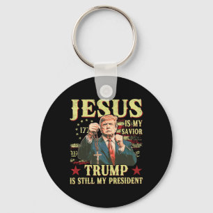 Porte-clés Jésus est mon sauveur Trump est toujours mon prési
