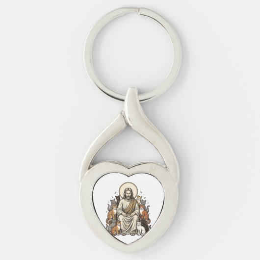 Porte-clés Jésus et Chats Vintage (Devant)