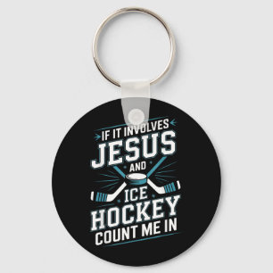 Porte-clés Jésus et le hockey sur glace Comptez sur moi 2