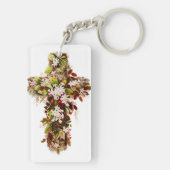 Porte-clés Jésus Fleur de Pâques croix de dimanche  (Dos)