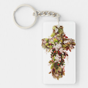 Porte-clés Jésus Fleur de Pâques croix de dimanche 