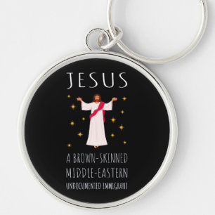 Porte-clés Jésus immigré clandestin à la peau brune I