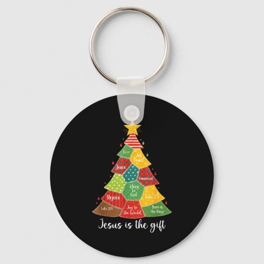 Porte-clés Jesus Is The Gift Christmas Tree Patchwork Scriptu (Recto)
