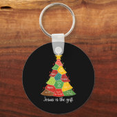 Porte-clés Jesus Is The Gift Christmas Tree Patchwork Scriptu (Recto)
