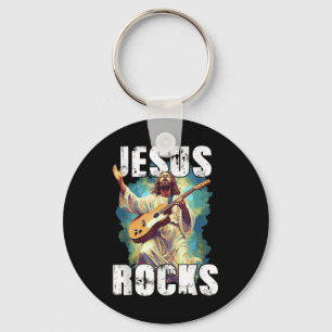Porte-clés Jésus joue avec une guitare - Drôle de rochers chr