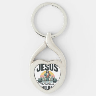 Porte-clés Jésus l'haltérophile ultime vintage