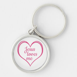 Porte-clés JÉSUS M'AIME dans le cœur